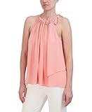 BCBGMAXAZRIA Damen Neckholder High Low Ärmellose Bluse, Pfirsich, XX-Small