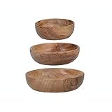 Naturals Creative Tops Lebensmittelechte dekorative Dipschalen aus Holz (3er-Set) 12,4 cm (5 Zoll), 10,2 cm (4 Zoll) und 8 cm (3 Zoll), Tiefe jeweils 2 cm