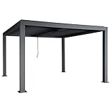 Mendler Pergola HWC-L46, Gartenpavillon Lamellen-Pavillon, 11cm-Aluminium-Gestell, Regenrinne sturmfest, 3x4m - anthrazit