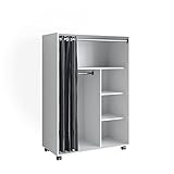 Vicco mobiler Kleiderschrank Dielenschrank Garderobe Doros modern offen rollbar (Weiß, 100x147 cm ohne Faltboxen)