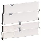 Schubladen Ordnungssystem Schubladentrenner Verstellbar Schubladenteiler Schubladen Trennsystem Küche Schubladenteiler Organizers für Küche Badezimmer Schlafzimmer Kommode 38-54cm 4er-Set Weiß