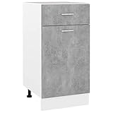 vidaXL Schubunterschrank mit 2 Regalböden 1 Schublade Schrank Küchenzeile Küchenmöbel Unterschrank Küchenschrank Betongrau 40x46x81,5cm Holzwerkstoff