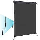 HOMEDEMO Senkrechtmarkise Außen,Vertikalmarkise Balkonmarkise Außenrollo Markise Balkon mit Handkurbel und Markisenkassette, Windschutz Sichtschutz Sonnenschutz balkon terrasse, 160 x 250cm Anthrazit