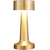 willkey Tischlampe,Dimmbar Tischleuchte,Led Tischleuchte Metall,Touch Steuerung Augenschutz Leselampe,Kabellose Tischlampe Mit akku,USB Wiederaufladbare,Warmweiß Light,Golden (A)