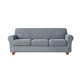 DEZYPZAM Sofabezug aus hochwertigem Material - Hält Ihre Couch sauber und ordentlich und ist leicht zu reinigen, Sofabezug Mit Separatem Sitzkissenbezug, Stretch Sofahusse (Hellgrau,3-Sitzer)