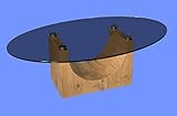 Faro-O218-A tischdesign24 *Werksverkauf* Couchtisch 12mm Glasplatte. Gestell in hochwertiger HPL-Ausführung mit Rollen. Größe: 125x80cm Tischplatte Parsolglas oval Ausführung: Wildeiche Glas