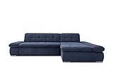 DOMO Collection Ecksofa Moric / Eckcouch mit Bett / Sofa mit Schlaffunktion in L-Form Couch mit Armlehnfunktion/ 300x172x80 cm / Schlafsofa in dunkel blau