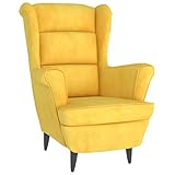 KOIECETA Sessel Ohrensessel Loungesessel Fernsehsessel Relaxsessel Wohnzimmersessel Moderner Bequemer Armsessel Polstersessel Lounge Senfgelb Samt