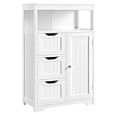 KAOROU Badezimmerschrank mit offenen Regalen, weiße Badezimmerschränke