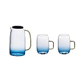 BeverageSet Glaskaraffe mit Deckel und Ausguss, Kalt- und Heißwasserkaraffe mit Tasse für Kaffee, Tee, Saft, Party, Wasserkrug