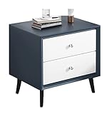 RUTAVM Nachttisch Nachttische Moderner Massivholz Nachttisch Schlafzimmer Nachttisch Aufbewahrungsschrank Mit 2 Schubladen Kommoden Nachttisch Beistelltisch für Schlafzimmer (Color : White Blue)