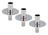 Flaschen Kerzenhalter Silber - 3er Set / 8 cm - Flaschenaufsatz Kerzenständer Kerzenleuchter Kerzeneinsatz