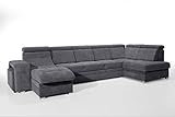 Robin Milan Ecksofa mit Schlaffunktion 2X Bettkasten 7X Kopfstützen 2X Hocker Sofa L-Form Schlafsofa Freistehende Eckcouch Schlafcouch Wohnzimmermöbel Wohnlandschaft Rechts Anthracite