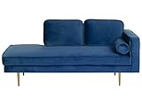 Beliani Moderne Chaiselongue aus Samtstoff in Marineblau Miramas