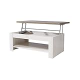 AYily Tisch Couchtisch Beistelltisch Pinie/Eiche Nachbildung weiß/braun hochklappbar
