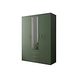 BETTSO Drehtürenschrank, Kleiderschrank mit Spiegel, 3 Schubladen und 3 Türen, Elegantes Schlafzimmer Grün Schrank, Jugendzimmer-Green 150