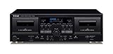 Teac W-1200 Doppel-Kasettendeck (Kassettenspieler zur Aufnahme/Wiedergabe, Mikrofoneingang, USB-Ausgang für digitale Aufnahme auf PC/Mac) Schwarz