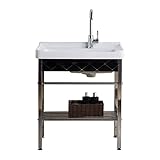 Keramikspüle，spülbecken küche，Freistehende Spüle mit Wasserhahn，praktische freistehende multifunktionale Spüle ，Anzug Standwaschbecken mit Wasserhahn für den Innen und Außenbereich (Size : 80cm)