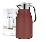 alfi SKYLINE 1,0 Liter, med. red mat, Edelstahl-Isolierkanne mit hygienischem Hartglaseinsatz, Drehverschluss mit bequemer Drucktaste, ergonomischer Griff, mit einer Hand, ideal als Kaffeekanne
