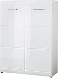 Germania 3524-84 Schuhschrank mit Hochglanz-Fronten GW-Adana in Weiß, 90 x 120 x 36 cm (BxHxT)