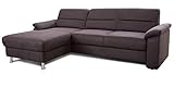 Cavadore Ecksofa Ascaro mit Longchair links, Boxspring-Sofa mit Bettfunktion im modernen Design, 254 x 84 x 171, Lederoptik Anthrazit