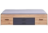 Funktionsbett | Stauraumbett | Bett mit Schubladen und Nachttisch | Farbe Eiche Artisan - Grau | Für Erwachsene, Kinder, Jugendliche | Einzelbett| Liora Bett 90 x 200 cm
