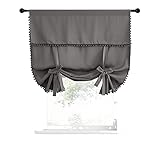 Transparent Schlaufenrollo Vorhänge Verdunkelungsvorhang mit Kleiner Kugel for Binden, for kleine Fenster in der Küche (Color : Gray, Size : Rod Pocket_W160 X L120CM)