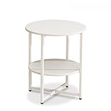 monque Einfacher Kleiner Couchtisch, Beistelltisch Mit Regal, Sofatisch Aus Eisen Für Schlafzimmer, Balkon, Arbeitszimmer, Runder Beistelltisch Mit Aufbewahrung, 40 X 47 cm(Size:40 * 47CM,Color:G)