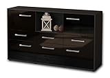 Lqliving Sideboard Dominika, Korpus in anthrazit matt, Front im Hochglanz-Design Schwarz (136x79x35cm), inkl. Metall Griffen, Made in Germany