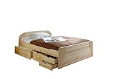 Doppelbett Schubkastenbett Erna Massivholz Kiefer Natur 140 x 200 cm