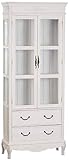 Casa Padrino Landhausstil Vitrinenschrank Antik Weiß 70 x 31 x H. 177 cm - Handgefertigte Shabby Chic Vitrine mit 2 Glastüren und 2 Schubladen