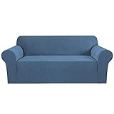 SXGCH Stretch-Sofabezug, rutschfest, Sofabezug, weich, dick, Möbelschutz, elastische Unterseite, Couchbezug, waschbar, für Wohnzimmer, Katze, Hund, Hellblau, Groß