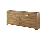 Furniture24 Kommode Sky Sideboard mit 2 Türen und 3 Schubladen (Riviera Eiche)