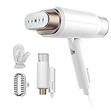 Dampfglätter 1200W kompakt und faltbar Dampfbügel mit Dampfbürste und 180mL Wassertank, 20s Schnelle Erwärmung Dampfglätter KleidungTragbarer Clothes Steamer für Reise und Zuhause(Weiß+Roségold)