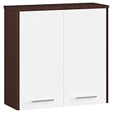 AKORD | Hängender Badezimmerschrank FIN W60 2D 2-türig | Hängeschränke Fürs Bad | Tür Links oder Rechtseitiger Montage | B60 x H60 x T22,5 cm | Gewicht 18 kg | Weiß/wenge