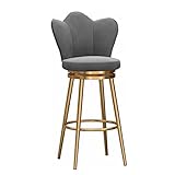 Exquisite Barhocker, moderne Küchenhocker, Barhocker aus Metall, drehbarer Stuhl mit Rückenlehne, goldenem Rahmen und runder Fußstütze, für Esszimmer, Küchentheke, hohe Barhocker (6 Farben) (Farbe: Gr