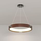 Elksdut Moderne LED-Ring-Pendelleuchte aus Holz, Esstisch-Kronleuchter mit Acryl-Lampenschirm, japanische Pendelleuchte für Kücheninsel, Schlafzimmer, Wohnzimmer