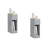 SoBuy FBT111-HGx2 Nachttisch 2er Set mit Schublade für Boxspringbett Sofatisch 2 stücke Beistelltisch schmal Telefontisch Nachtschrank Nachtkommode Hellgrau BHT ca.: 20x60x35cm