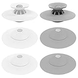 Badewannenstöpsel, 6 Stück Universal Abflussstopfen, Silikon Abflusssieb, für Badewanne, Spülbecken, Weiß und Grau