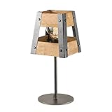 home sweet home collection Landhaus Tischlampe Barn | 18/18/45cm | Verbranntes Metall | Bettlampe | Metall und Holz | E27 | mit Schnurschalter | geeignet für Wohnzimmer und Home-Office