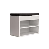 Oskar-Store Livinity Schuhbank Titus Weiß, 60 x 45 cm, Schuhregal mit Sitz, Klappdeckel, Fächer