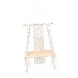 Zerodeko Wandregal Makramee-Dekor Seil Gewebtes Holzregal Quasten Hängeregal Handdekor Baumwollseil Wandregal Pflanzen-Hängehalter Wandmontage Kleiderständer Puppenregal