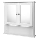 EUGAD Spiegelschrank für Badzimmer Hängeschrank Badschrank Spiegel mit Ablage Schminkschrank aus Holz 56 x 58 x 13 cm weiß