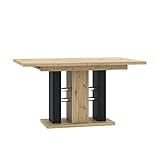 MEBLINI Esstisch Ausziehbar - Esszimmertisch Modern - Küchentisch - Ausziehtisch - Säulentisch - Ausziehbarer Tisch - Dining Table - Esszimmertische - 140-180x90x75cm - WILD - Artisan Eiche/Schwarz