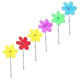 Outanaya 6 Stück Sechsblättrige Farbige Windmühle Metall-Windmühle Outdoor-Spinner Kinderspielzeug Blumen-Windräder Neon-Blumen-Spinner Für Den Außenbereich Windmühle Party-Windrad