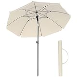 SONGMICS Sonnenschirm 200 cm, Sonnenschutz, UPF 50+, Strandschirm, beidseitig um 30° knickbar, höhenverstellbar, mit Tragetasche, für Balkon, Garten, Terrasse, Strand, ohne Ständer, beige GPU65WTV1
