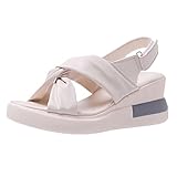 PTLLEND Damen Sandalen Mit Absatz Rot Maßgeschneiderte Open Toe Platform Chunky Wedge Slope Heel Hausschuhe und Damenschuhe Sandalen Damen Damen Schuhe Klein