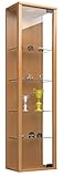 VCM 911787 Vitrine Wandvitrine Sammelvitrine Glasvitrine Wand Regal Schrank Glas Hängevitrine ohne Beleuchtung Buche Stano Mini, 115 x 33 x 18 cm