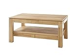 Robas Lund Couchtisch Massivholz, Wohnzimmertisch mit Schubladen, BxHxT 115x54x70 cm