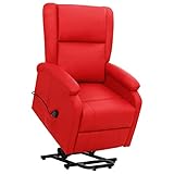 ZHOUMIN Sessel mit Aufstehhilfe, Relaxsessel, Fernsehsessel, Kinosessel, Seniorensessel, Loungesessel Wohnzimmer, Tv Sessel, Wohnzimmersessel, Aufstehsessel, Rot Kunstleder